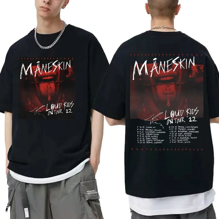 

Limited Edition Maneskin Louds Kids Gets Louder Tour Print Tshirt Men Women Rock Band T-Shirts Mens Hip Hop Tees Male T Shirt