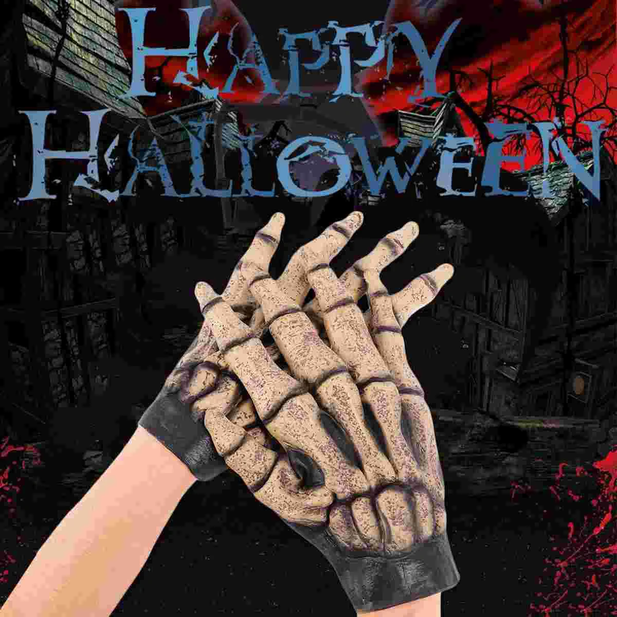 

Glovesskeleton Costume Claw Scary Bone Glove Prop Props Adult Skeleteen Hand Latex Hands