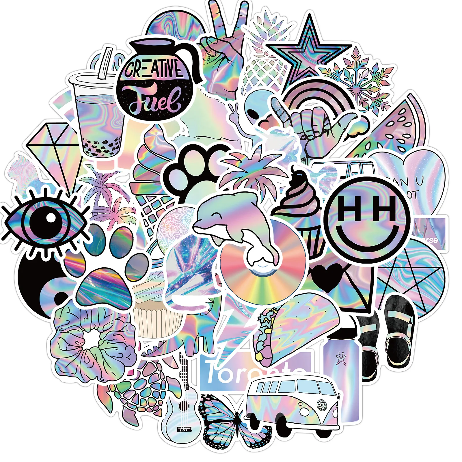 

Cartoon Laser Graffiti Stickers for Notebook Motorcycle Skateboard Mobile Phone Decompression Diy Toy