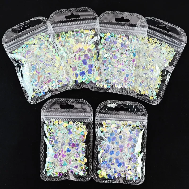 8mm#ZD8-AB Color Flat Base Nail Rhinestones Shaped Bag 10000pcs For Fingernail Manicure Resin Stones Crystals And Stones Jewelry