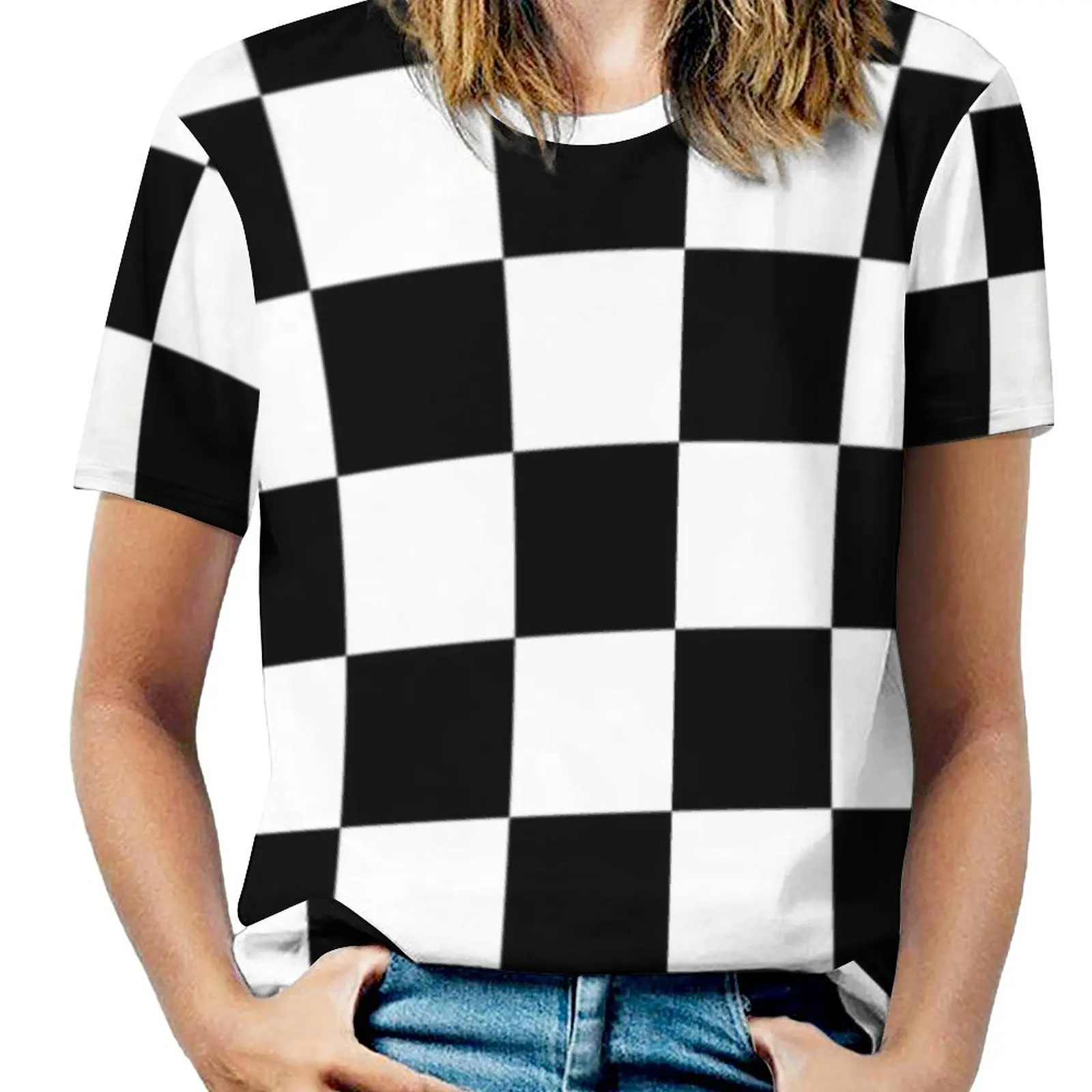 

Checkered Flag , Win , Winner , Chequered Flag , Motor Women T-Shirt Crewneck Casual Short Sleeve Tops Summer Tees Checkered