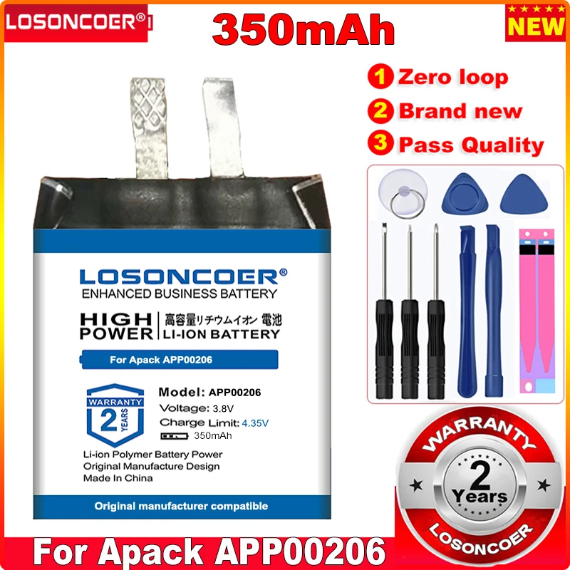 LOSONCOER 350 мАч APP00206 Аккумулятор для Apack 1ICP4/27/30 Аккумуляторы для умных часов