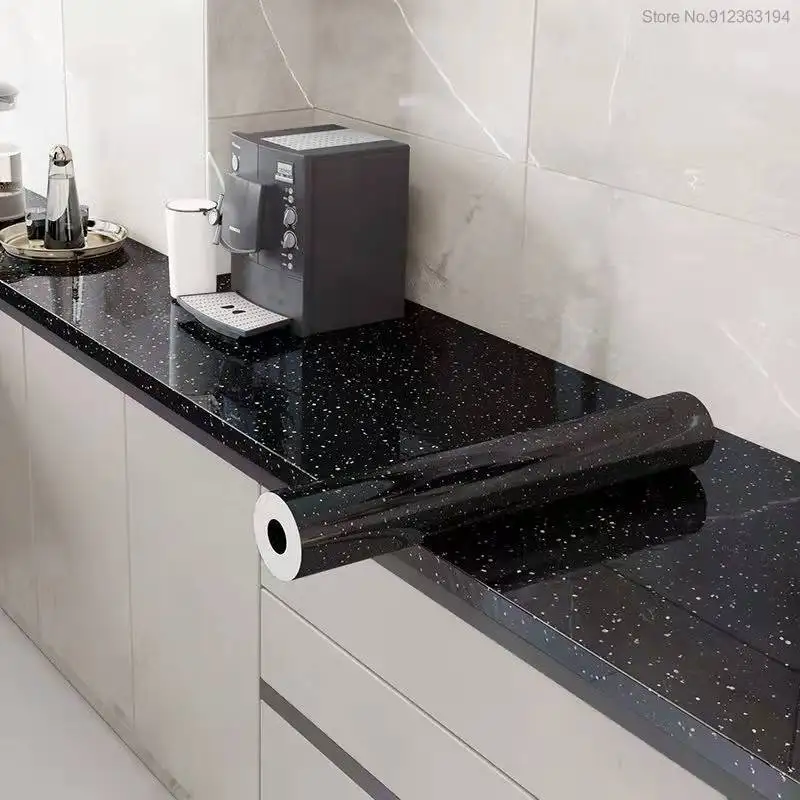 3D Black Gold Quartz Stone Marble Wallpaper Waterproof Oil-proof Contact Paper Self Adhesive Bathroom Kitchen Countertop Decor