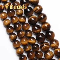 5a natural yellow tiger eye stone beads round loose beads for jewelry making diy bracelets necklace accessorie 15 4 6 8 10 12mm