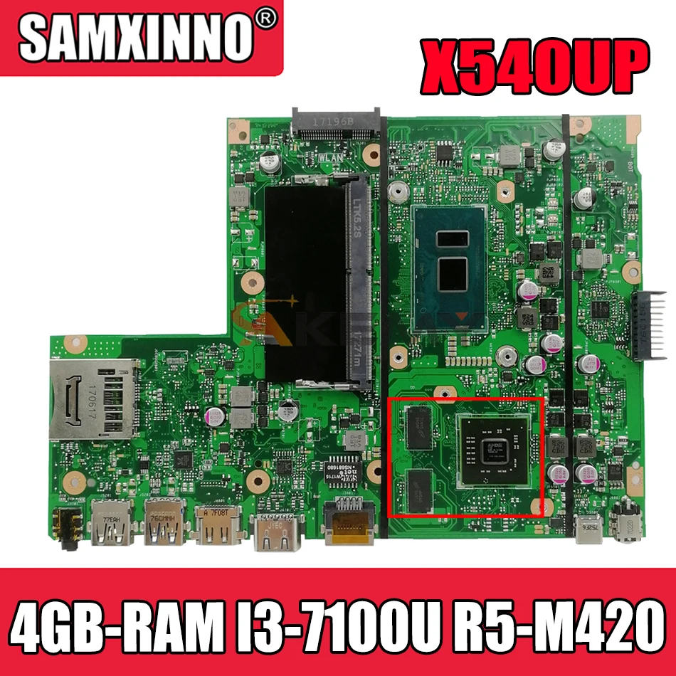 

Материнская плата Akemy X540UP для ноутбука ASUS VivoBook R540UP R540U X540U F540U, оригинальная материнская плата 4 ГБ-ОЗУ, Φ, 2 Гб