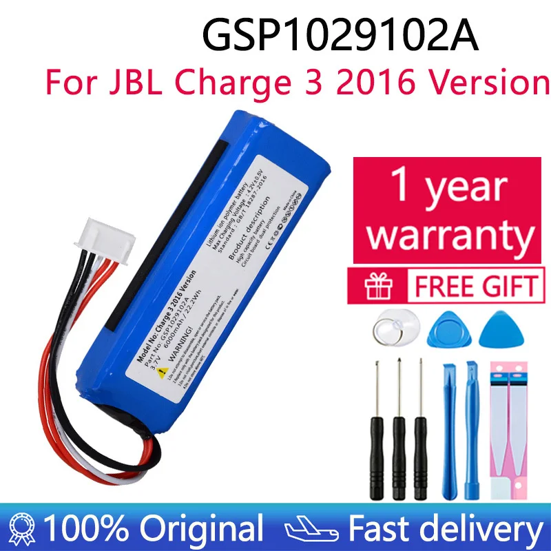 

Original GSP1029102A 6000mAh Replacement Battery For JBL Charge 3 2016 Version Charge 3 Speaker Batteries