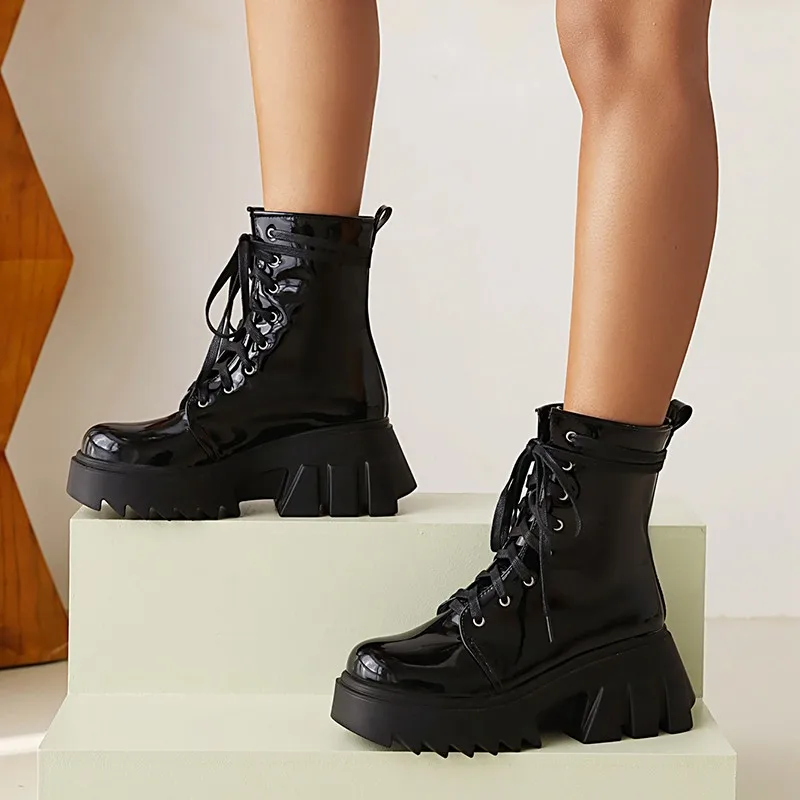 Women Platform Combat Ankle Boots 