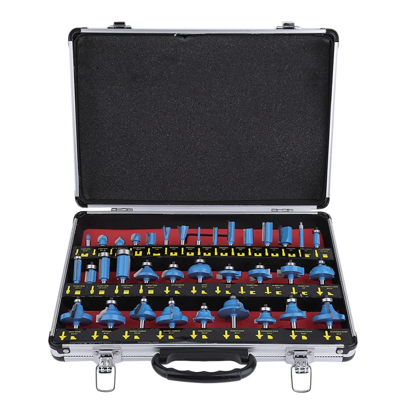 

35 sets of milling cutter woodworking carving mechanical wood milling and trimming machine cutter head set tool tools 1/2 handle
