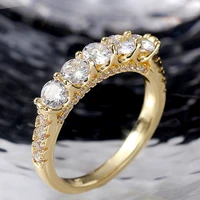 new trendy gold plated single row crystal rings for women shine white cz stone inlay fashion jewelry wedding party gift ring