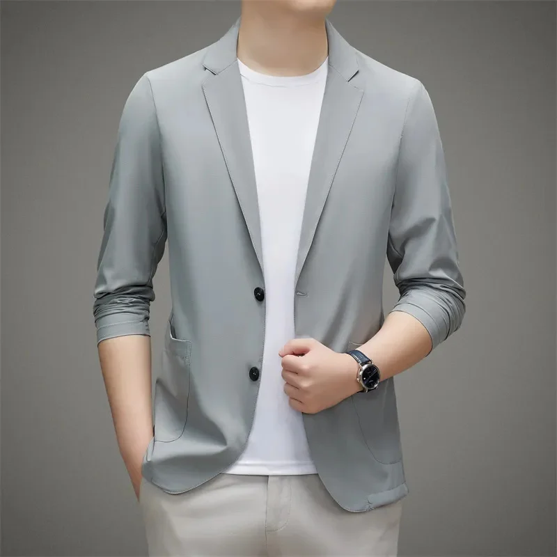 

Summer Sunscreen Men for Blazer 2023 New Ultra-thin Lightweight Smart Casual Suit Jackets Classic Solid Single Breasted Coats