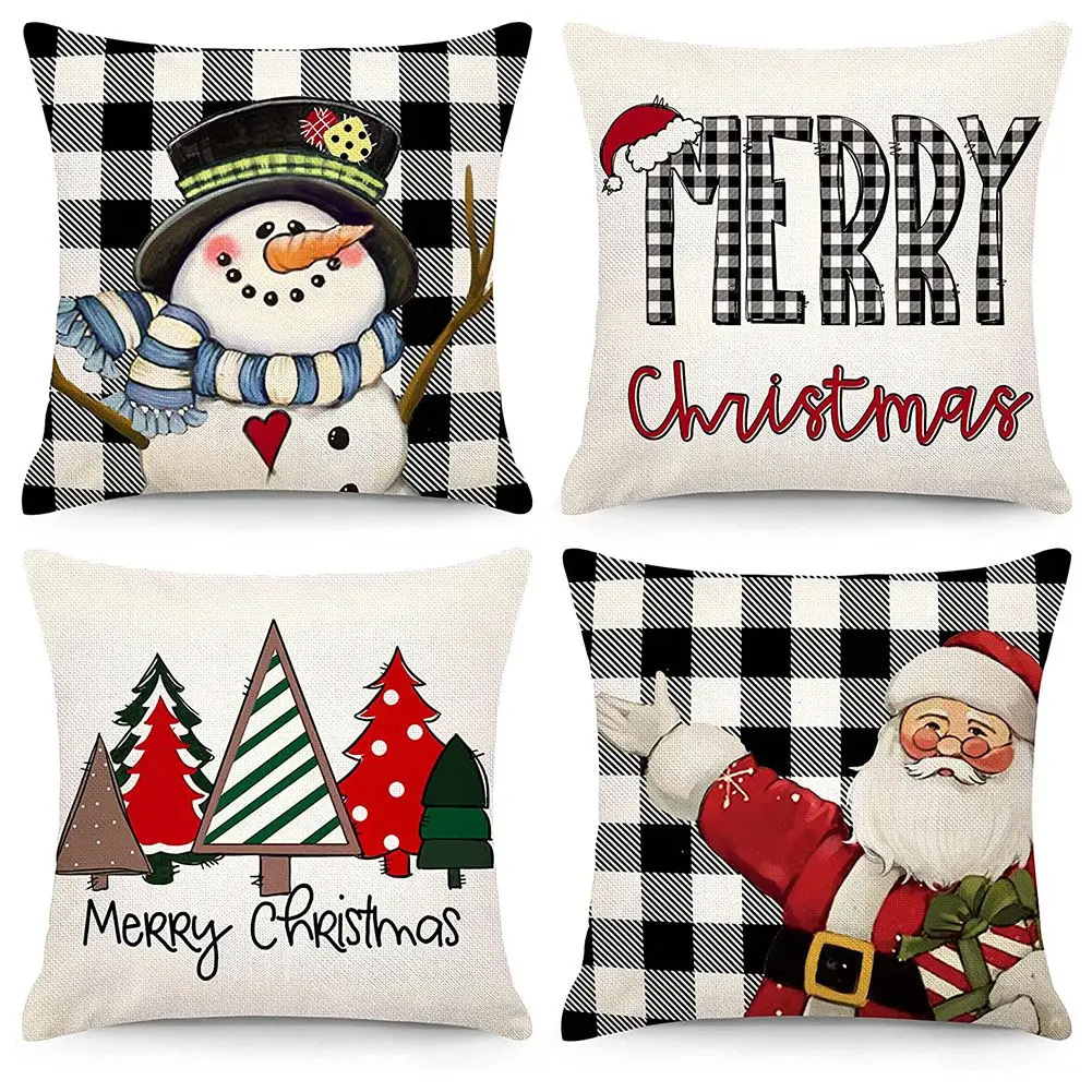 

Рождественские наволочки 18x18, набор из 4 рождественских украшений, декоративные подушки для дома