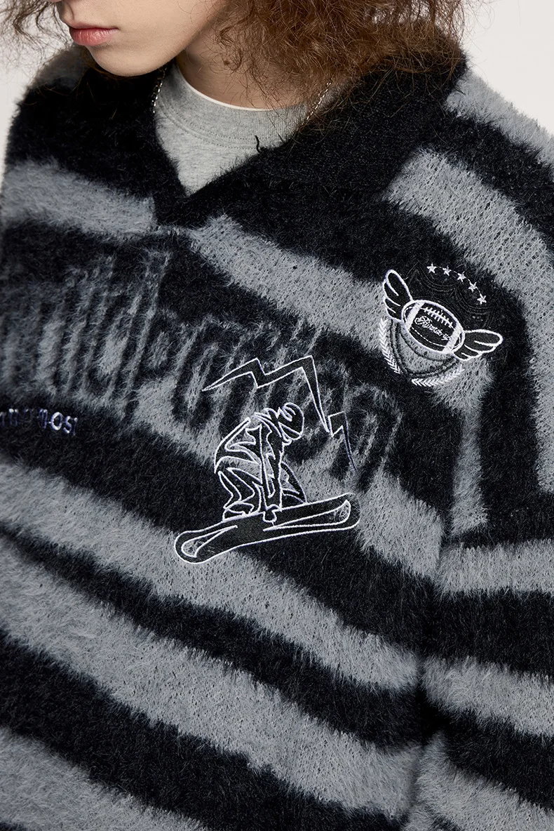 INF мужской винтажный плюшевый свитер-поло из норки осень/зима 2023 новый свободный