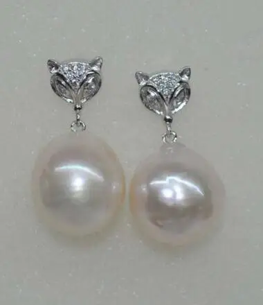 

Very luster baroque pink white 12*13mm kasumi pearl stud earring