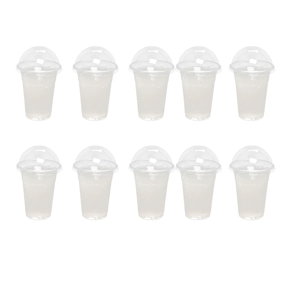 

50 500ml Clear Cups with a Hole Dome Lids for Tea Fruit Tea with Covers