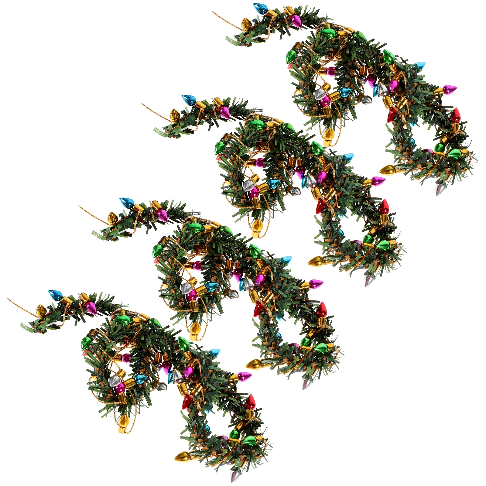 

Искусственная Рождественская гирлянда, подвески в виде венка, пластиковые мини-гирлянды, миниатюры, 4 шт.