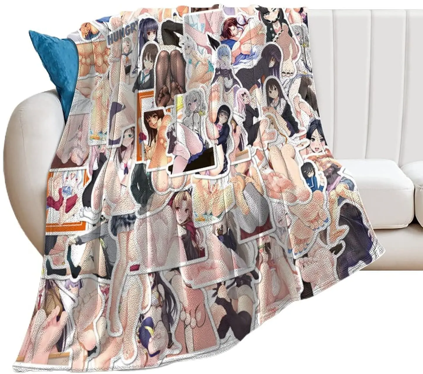 Kawaii Anime Ahegao Hentai Blanket,Soft Comfy Blankets Warm Winter Blanket for Sofa Bed Living Room Bedroom 60"x80"