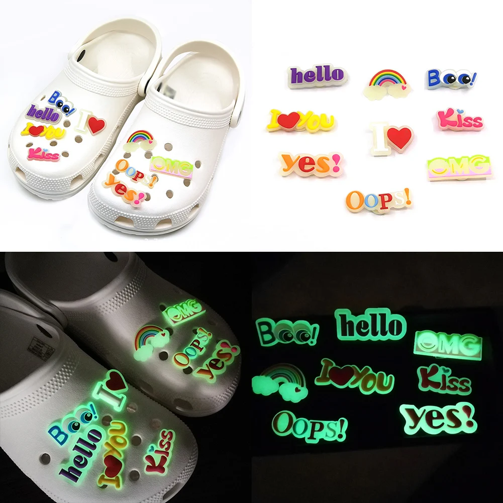 

Лидер продаж, 1 шт., подвеска, забавная светящаяся Пряжка для обуви «сделай сам» из ПВХ, для взрослых, детей, подарки на Рождество, украшения, П...