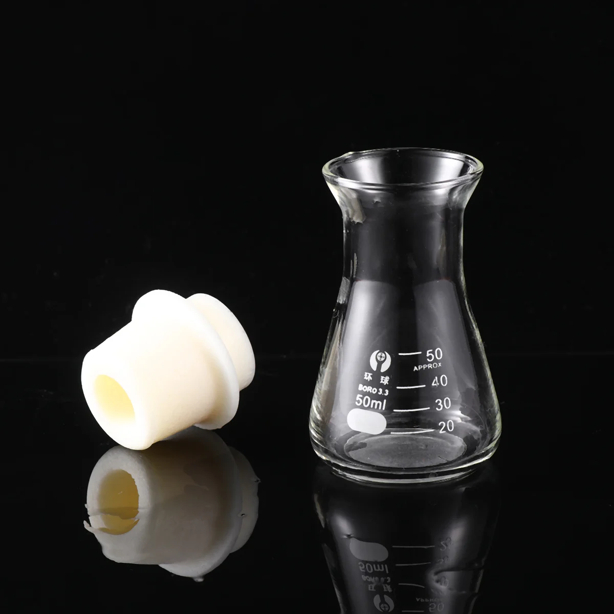 

1PC Glass Flask Conical Flask with Cork for Laboratory Students Experiment Chemistry (Wide Mouth, 50ml)