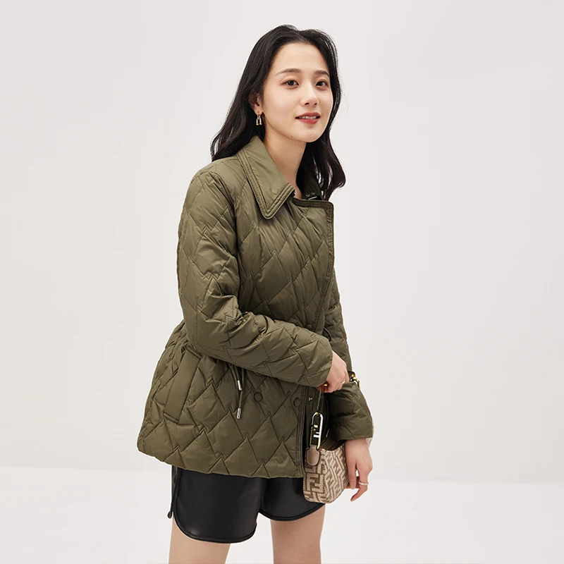 New 95%  White Goose Down  Winter Jacket Women  Abrigos Mujer Invierno Thin Office Lady  Coats  Covered Button  Slim