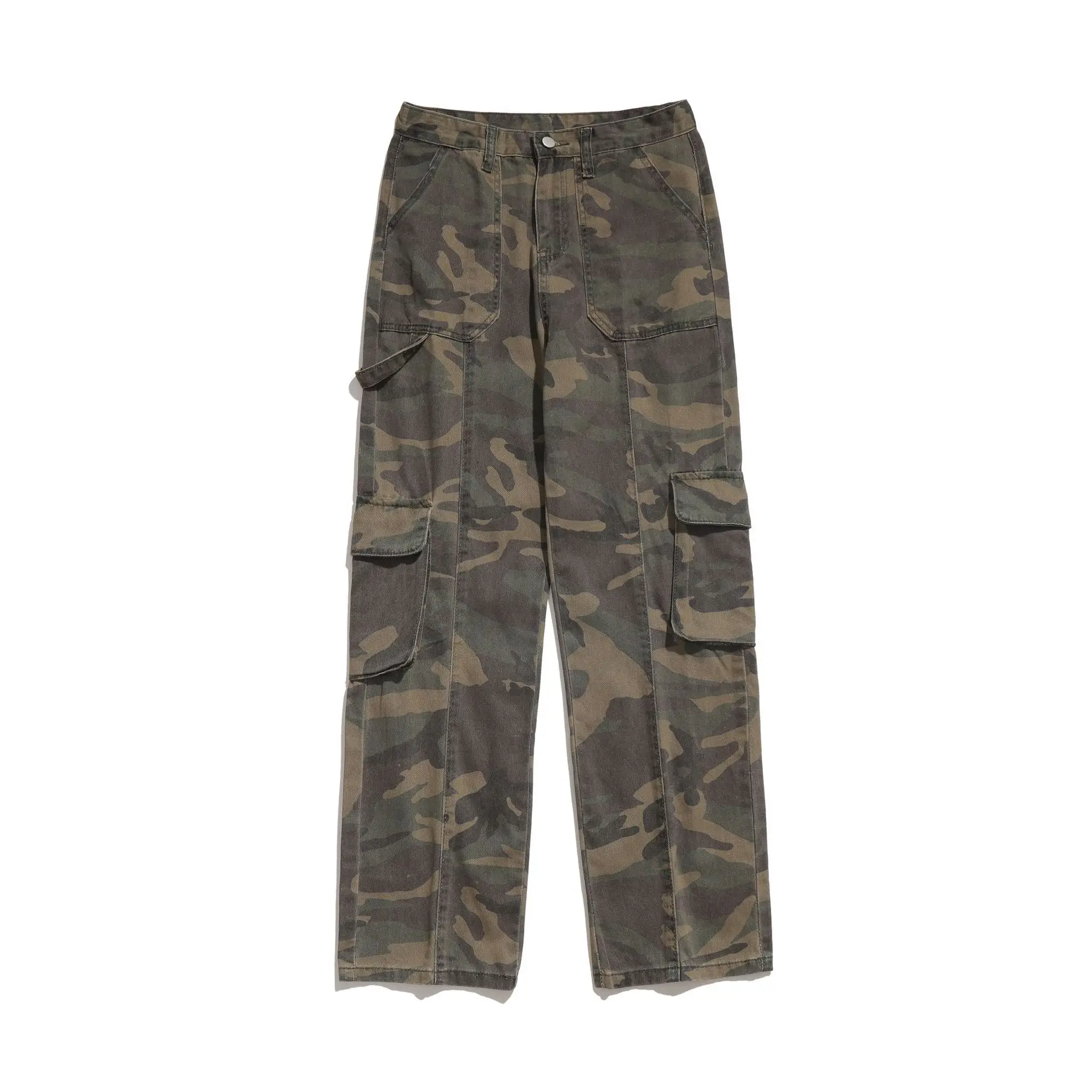 2022 Summer New American Retro Casual Trousers Camouflage Wide Leg Jeans Youth High Street Overalls Pants Trendy Clothing Men