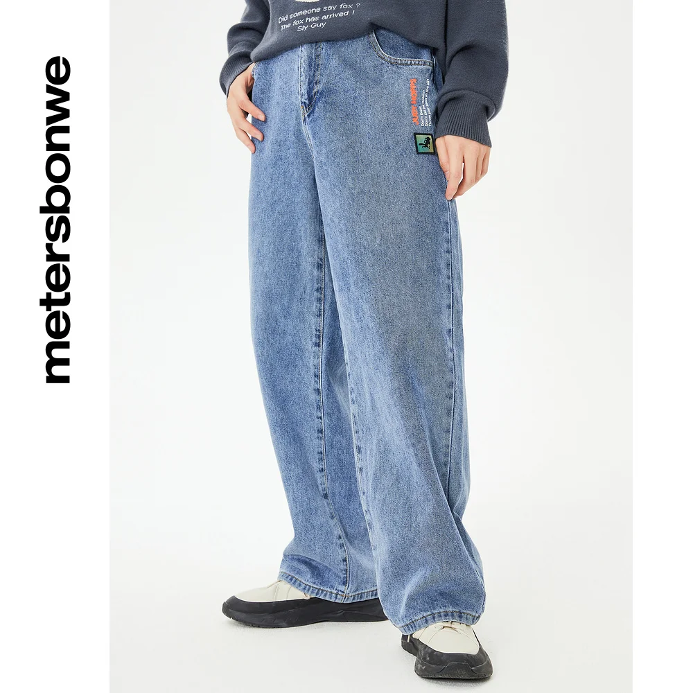 Metersbonwe Loose Jeans Men Autumn Basic Denim Pants Classic Washed Trousers Male Black Light Blue Simple Design Trousers Brand