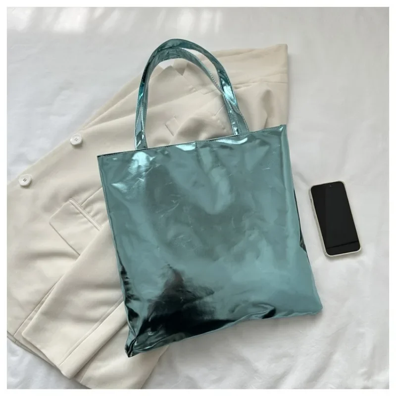 Глянцевые сумки-тоут для женщин модная сумка покупок большой емкости сумки из