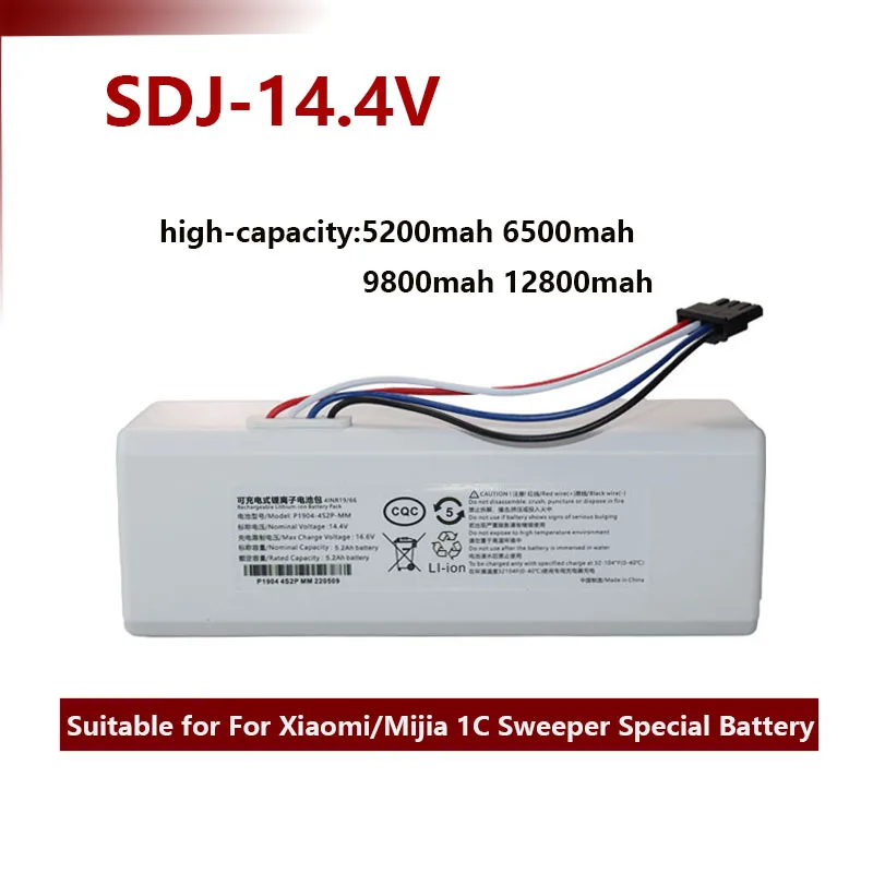 

14.4V Battery 5200/6500/9800/12800mAh Robot Vacuum Cleaner For Xiaomi Mijia 1C STYTJ01ZHM Mop Cleaner