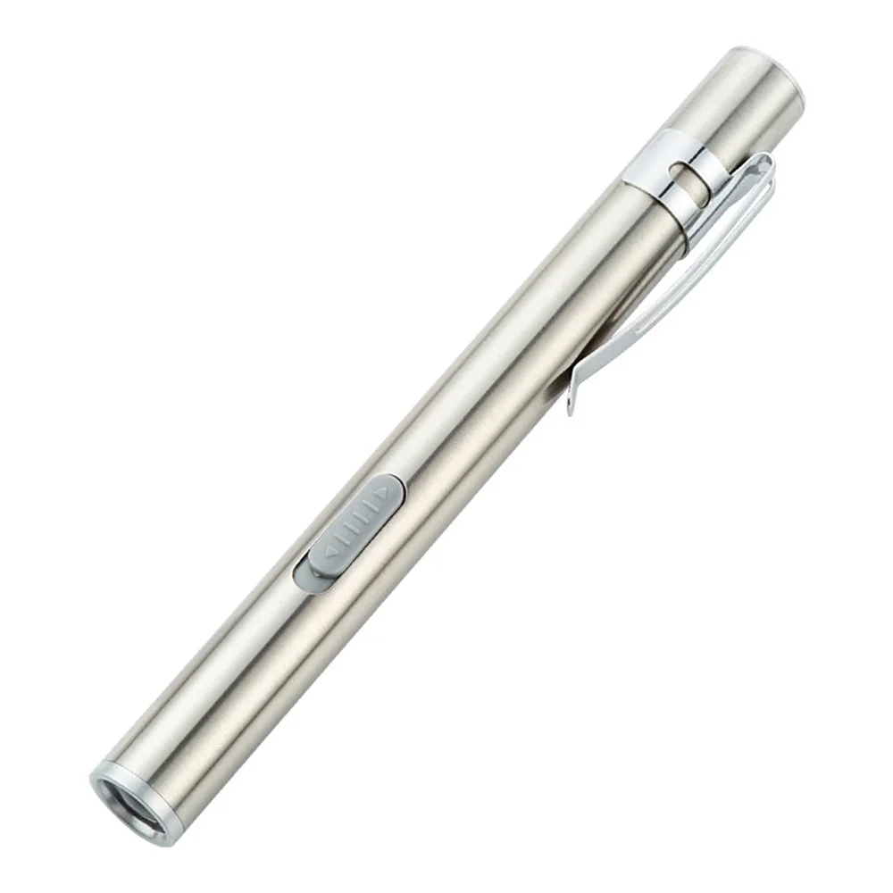 

Stainless Steel Portable With Mini USB Rechargeable white + warm light Torch Nursing Flashlight Pen Pocket for camping doctors
