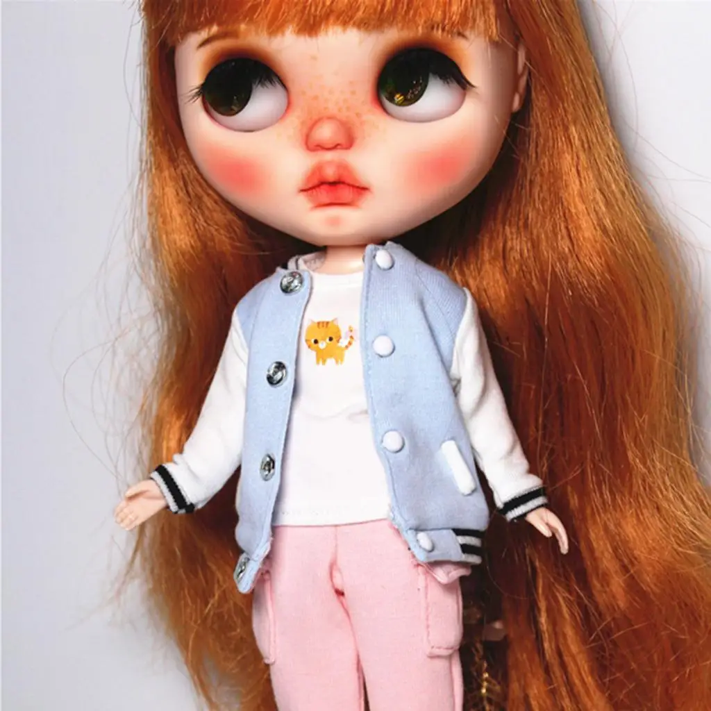 

Очаровательная синяя кукла Повседневная бейсбольная одежда Униформа пальто подходит для 12 дюймов Нео блайз кукла платье аксессуары