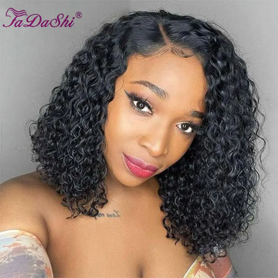 Brazilian Short Curly Bob Lace Front Human Hair Wigs PrePluck With Baby Hair Deep Wave Frontal Wig For Women Water Wave Lace Wig