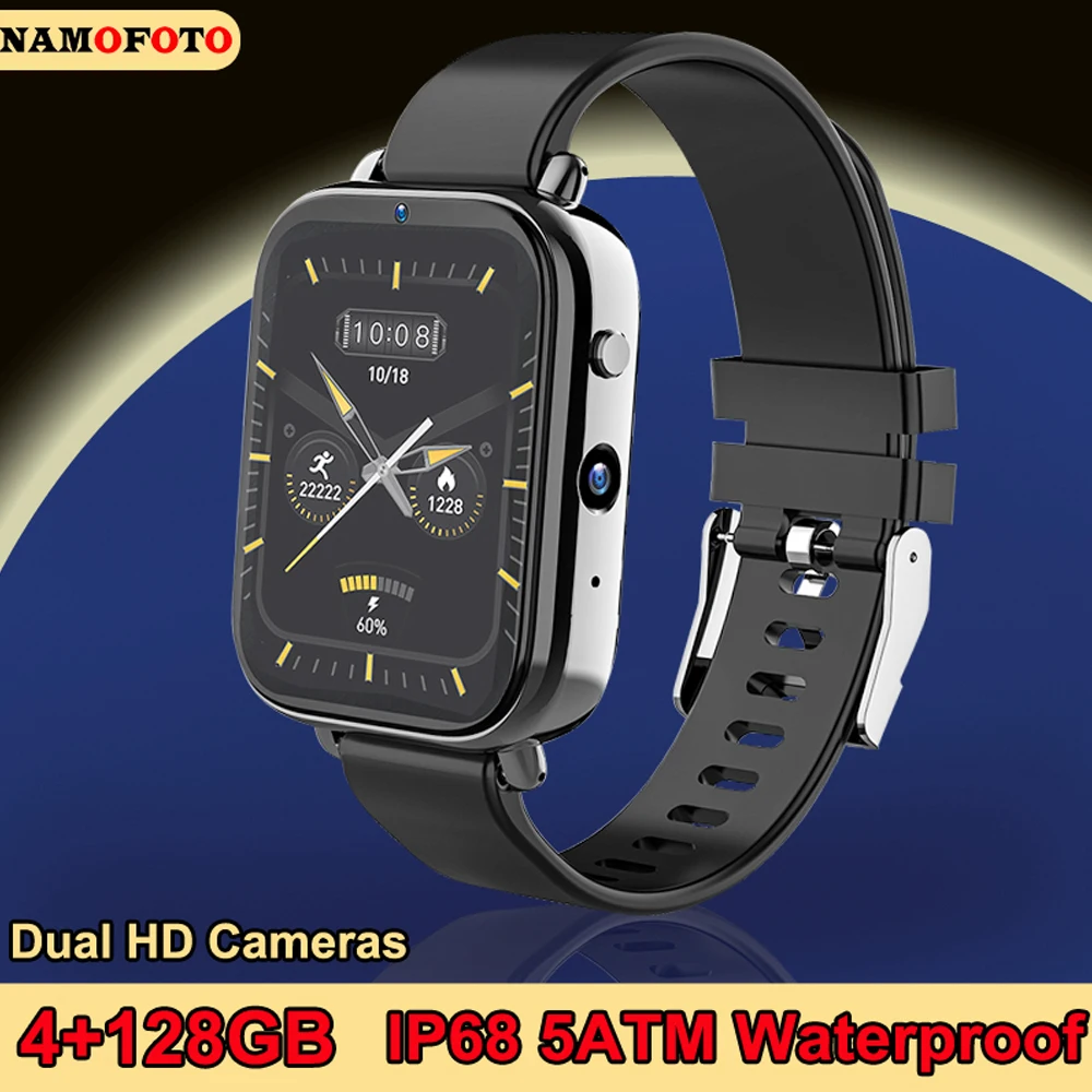 

2022 New 4G LTE Smart Watch Phone Men 1.75'' Wristwatch 850mAh 128GB ROM Dual CPU HD Cameras GPS IP68 Waterproof Swim Smartwatch