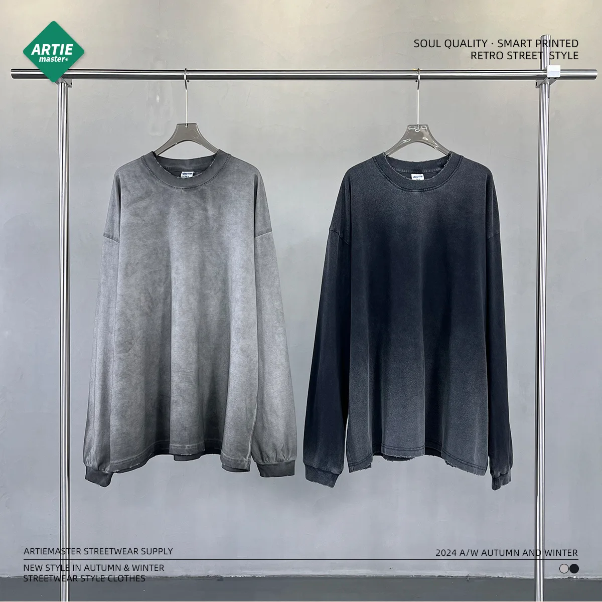 Новый винтажный свитер жареного цвета в старом стирке шерстяной с круглым