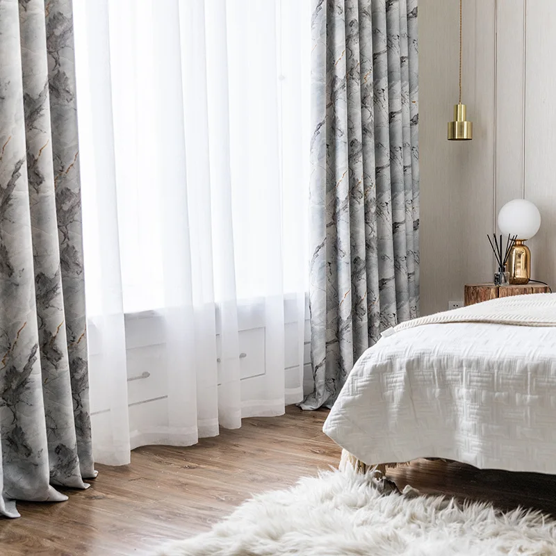 

[Marble] Modern and simple new printed cloth curtains living room bedroom curtains