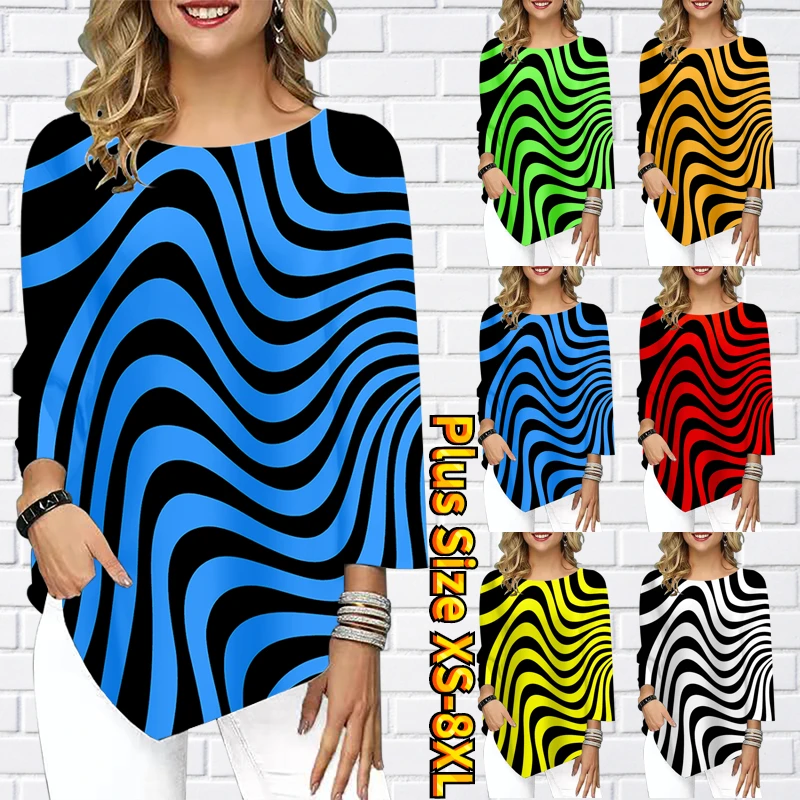 

2022 3D Vintage Prints T Shirt Three Quarter Sleeve Round Collar Loose Oversized Casual Top Size Street Summer Ladies Pullover
