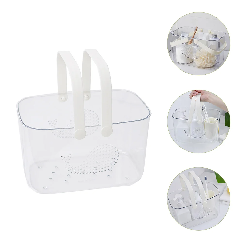 

Bath Basket Clear Plastic Storage Bins Bathroom Handle Organizer Thicken Tote Handles Shower Office Baskets
