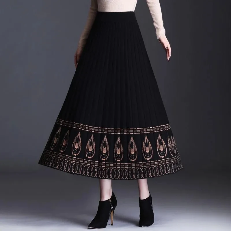 

Винтажная джинсовая юбка для женщин, длинная джинсовая юбка большого размера 5XL в Корейском стиле, Повседневная Свободная трапециевидная ю...