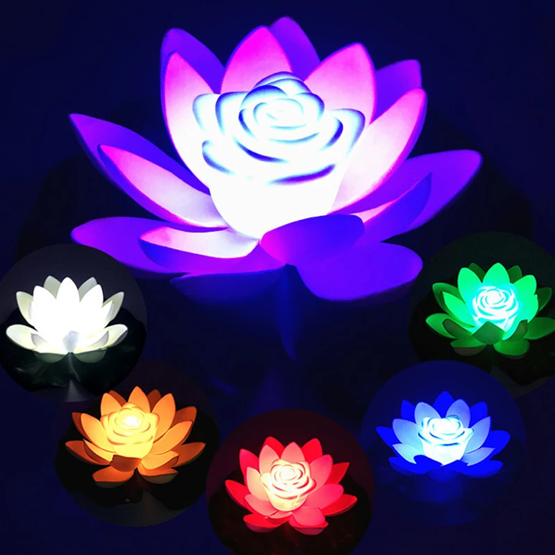 

Energy Saving Lamp Night Light LED 18/28cm Artificial Floating Lotus Waterproof Garden Pool Pond Fountain Decoration