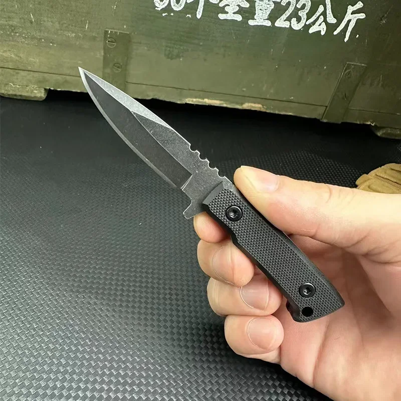 Outdoor Mini Straight Knife + K-type Sheath Hiking Camping Travel Tool Pocket Holiday Gift