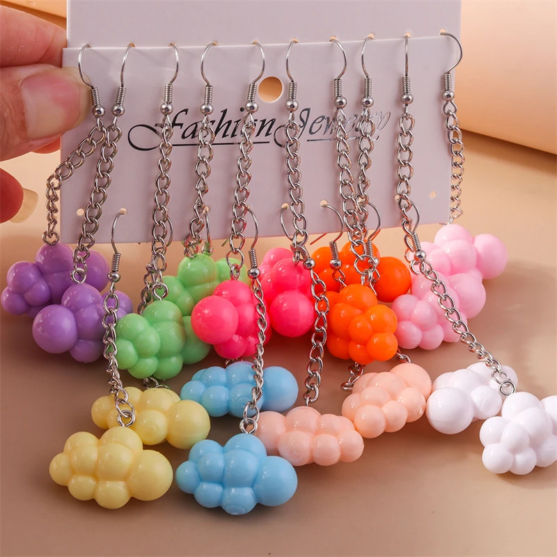 Модные Красочные полимерные серьги-подвески с облаками для женщин и девушек