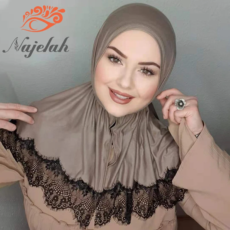 

Islamic Lace Modal Hijab Abaya Hijabs For Woman Abayas Jersey Muslim Dress turban Women Scarf Turbans Head Instant satin Shawl