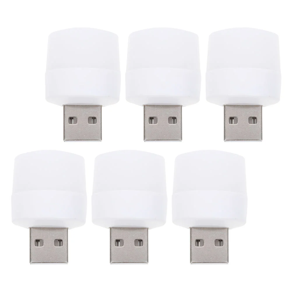

6 PCS LED Night Light Bedroom Lights Travel USB Car Plastic Plug Bulbs Lightbulbs