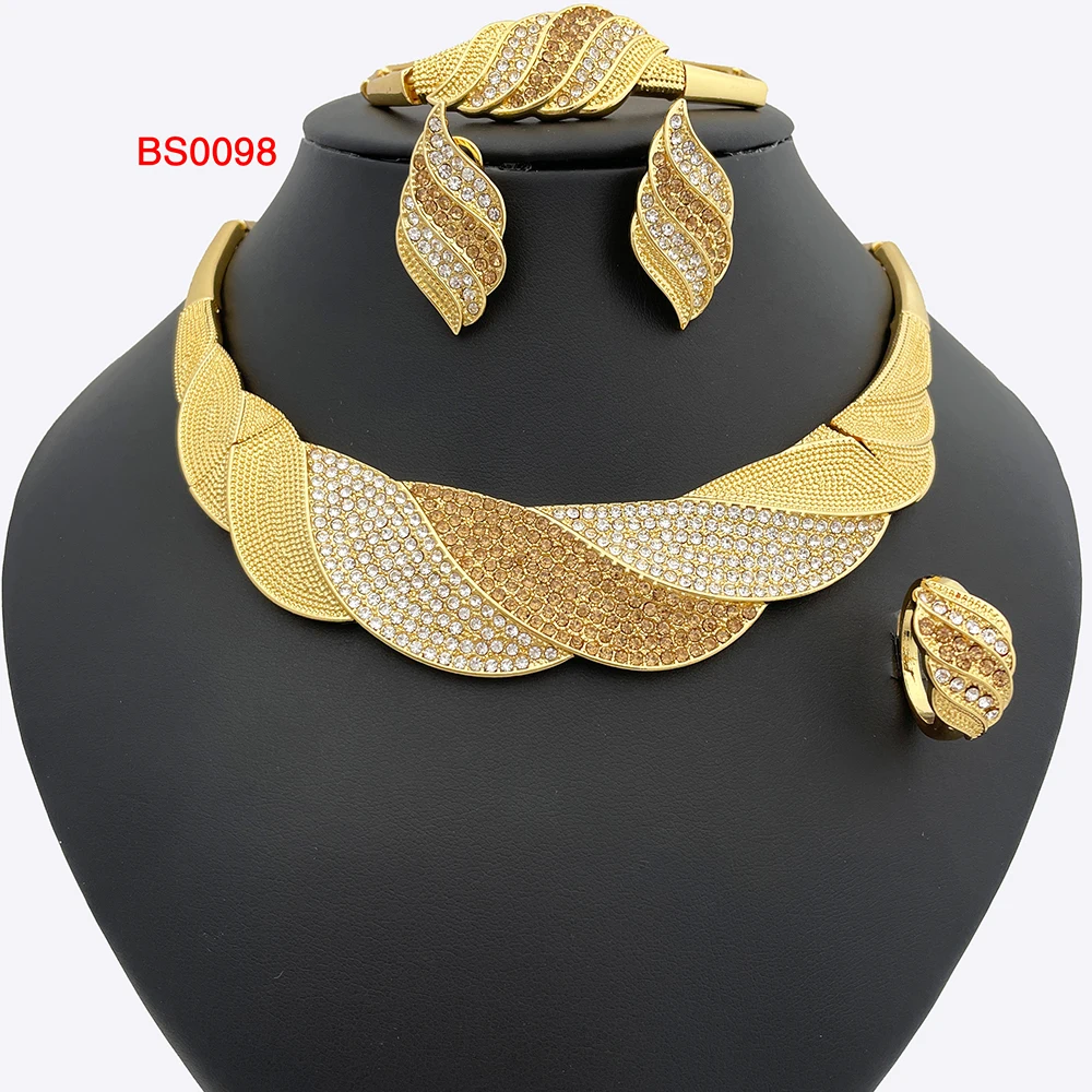 

Jewelry Sets For Women Necklace And Earing Dubai Jewelry Woman Set Gold Plated Ring Bracelet For Women Exquisite Wedding Gifts