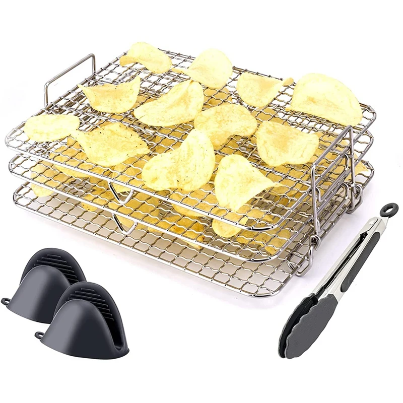 AD-Air Fryer Rack For Ninja Foodi Grill XL Air Fryer, Multi-Layer Dehydrator Rack Toast Rack Air Fryer Accessories
