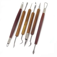 6pcs sculpting tool pottery tools wood handle pottery set wax carving sculpt smoothing polymer shapers pottery clay ceramic tool