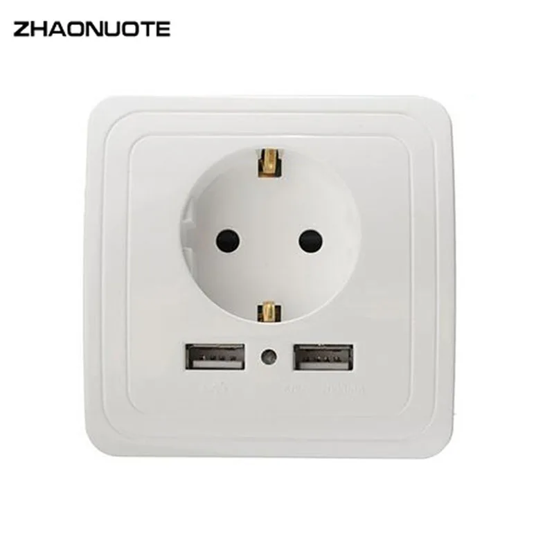 

European Standard 16A German Socket with Dual USB Outlet Wall Power Socket