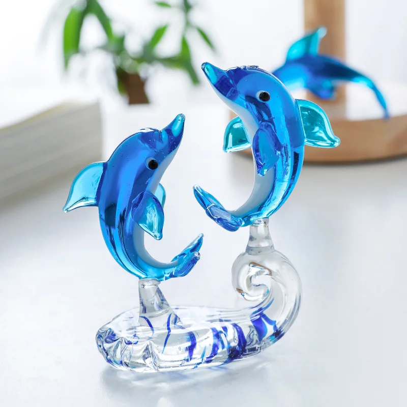 

Crystal Dolphin Ornament Animal Figurine Desktop Home Decor Fish Tank Crafts Small Decoration Adornment Supplies