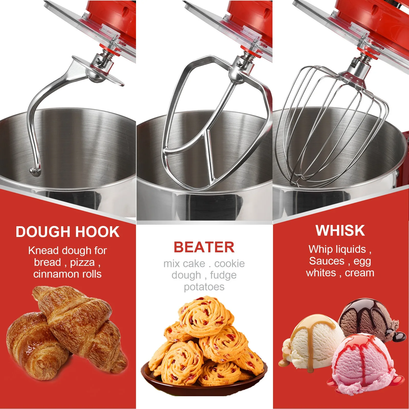 Вертикальный миксер 1500 л Вт 6-Скоростной пищевой с наклонной головкой и чашей для