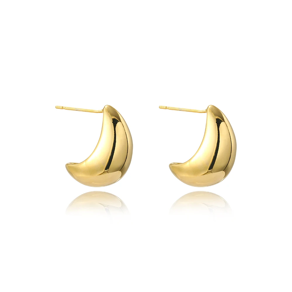 Minimal Design Smooth Oval Metal Beans Stud Earrings For Cute Girls 2023 New Fashion Jewelry Party Simple Accessories For Womens