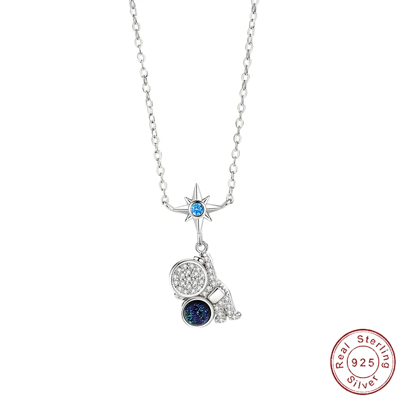 

Authentic Fine Original Astronaut S925 Sterling Silver Necklace Planet Astronaut Pendant For Women Birthday Jewelry Gift+box