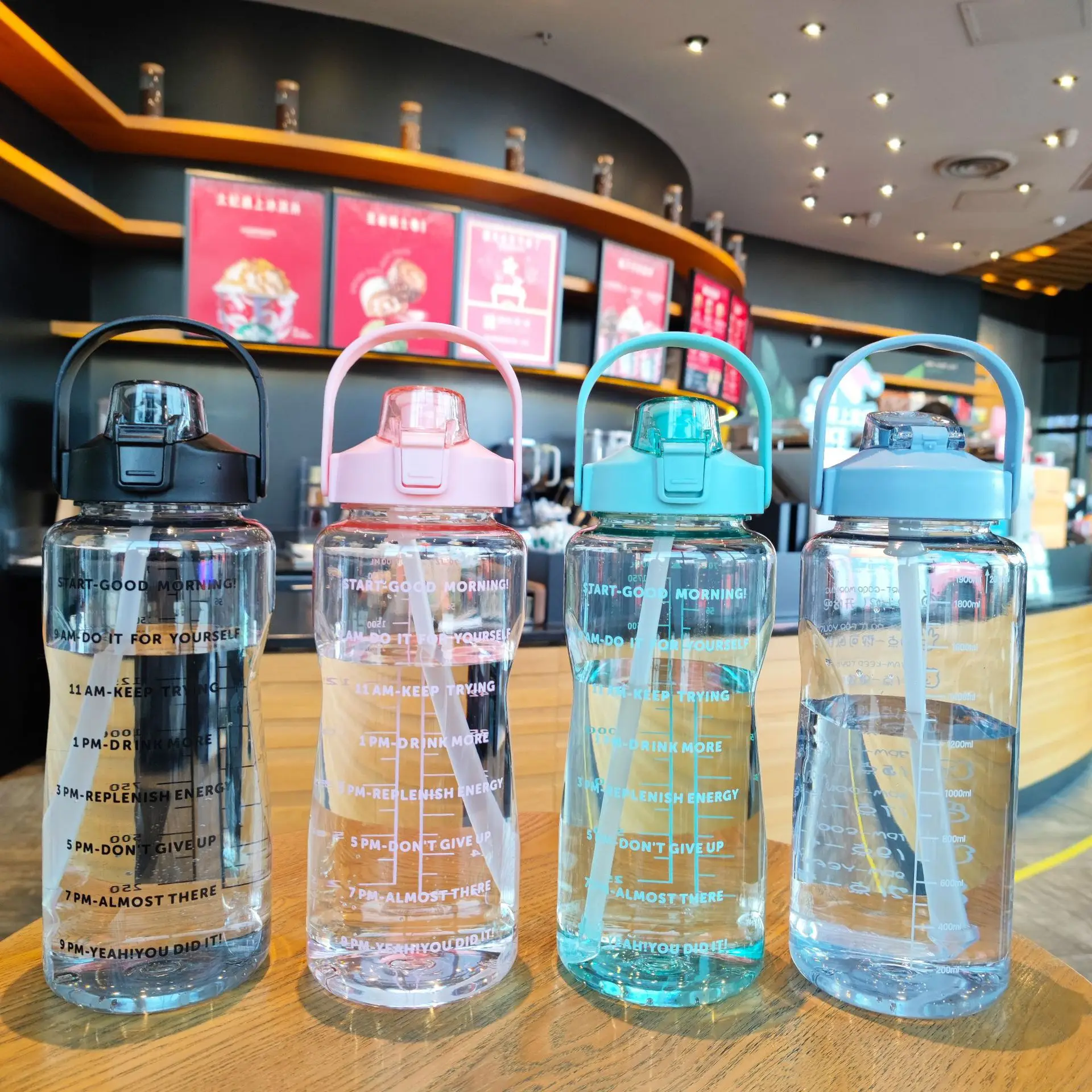

2 л портативная бутылка для воды большой емкости маркер времени герметичная BPA матовая чашка для улицы тренажерного зала фитнеса Спортивная...